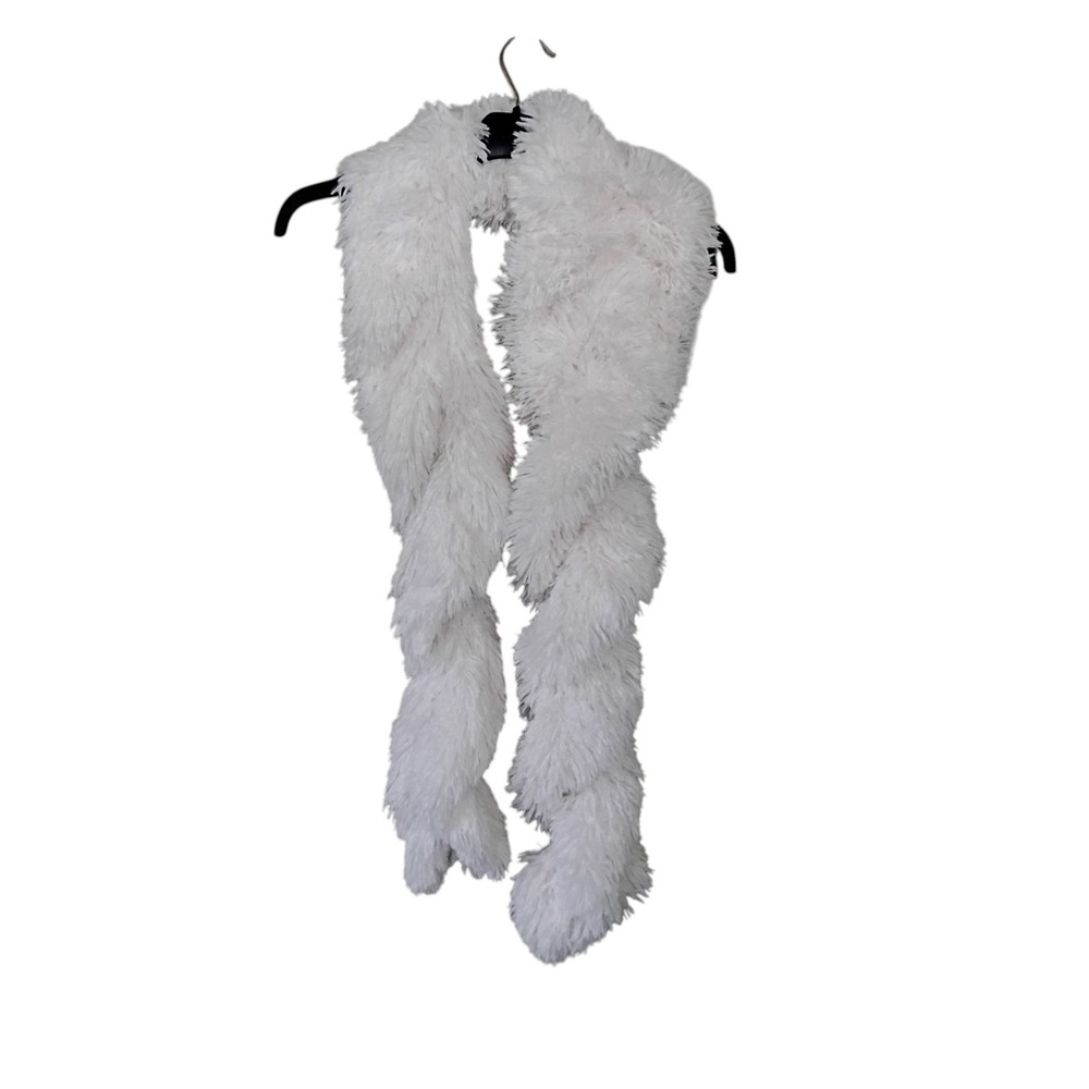 Ivory Faux Fur Shaggy Long Scarf Winter Neck Warmer C41603 NWT